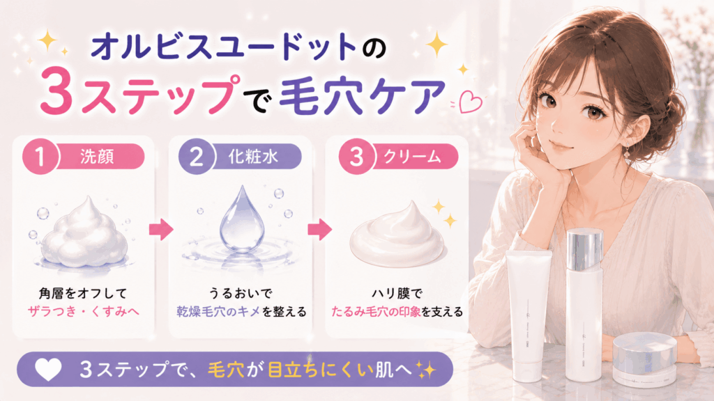 タイプ別、オルビスユードットの3ステップが毛穴にどう働く